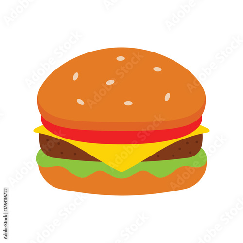 Juicy burger flat vector illustration on white background