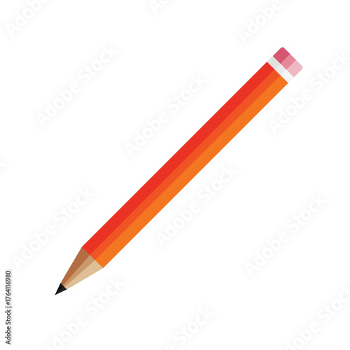Orange lead pencil flat vector illustration isolated on white background