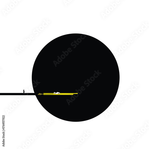 Black Circle with Yellow Line.
