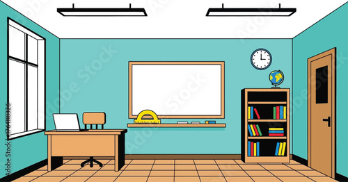 Classroom interior design vector illustration school setting