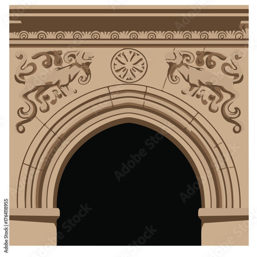 Ancient Archway with Intricate Carvings.