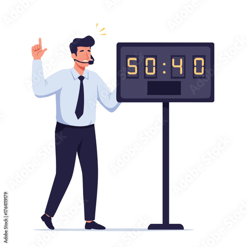 Man with Scoreboard and Timer.