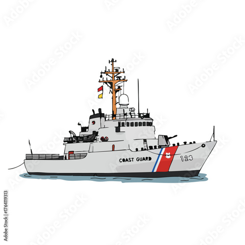 US Coast Guard Cutter Illustration.