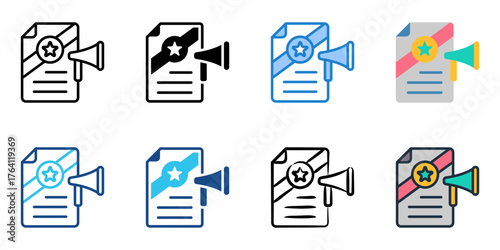 Press release icon set multiple style collection 
