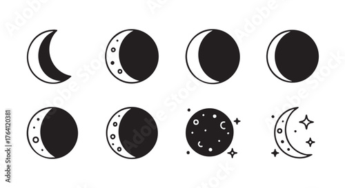Moon Phases Illustration Showing Different Stages of the Lunar Cycle