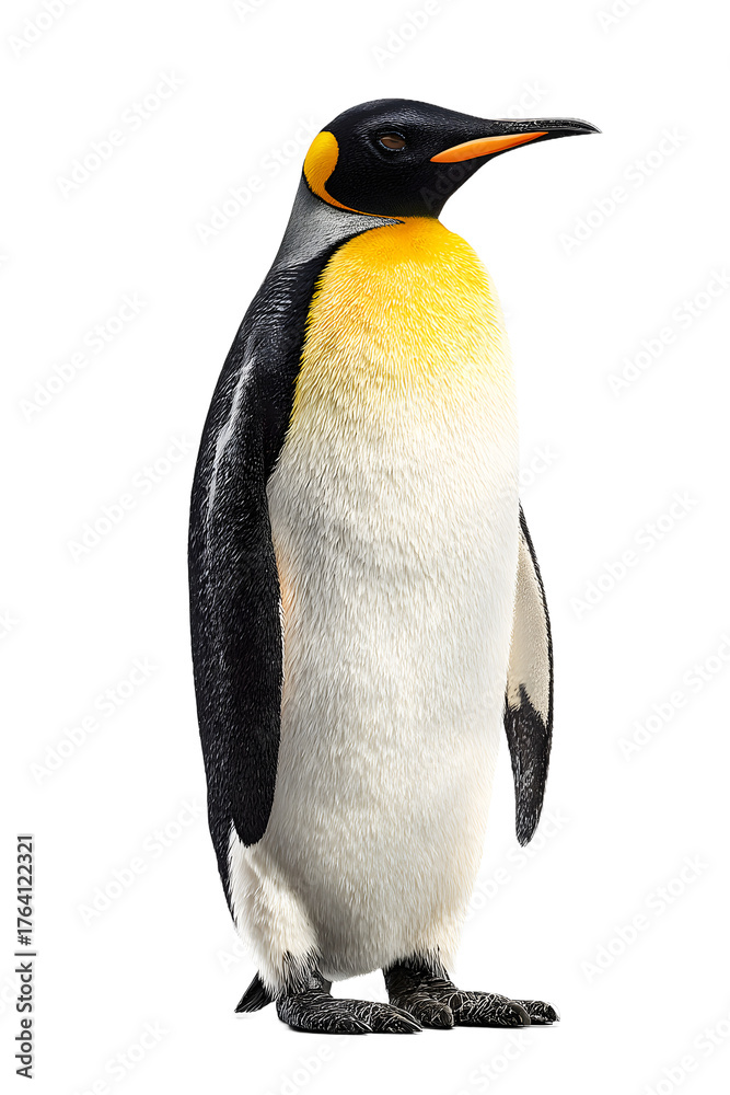 Fototapeta premium Majestic king penguin standing tall, a symbol of resilience and grace in the animal kingdom, perfect for conservation campaigns and nature projects