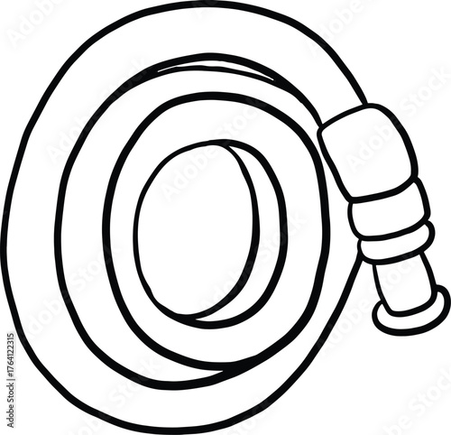 Fire Hose Vector | Cartoon Firefighting Equipment Illustration