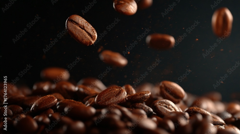 Obraz premium Coffee Beans Cinematic Fall/コーヒー豆シネマティック落下6