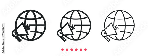 Global announcement icon. Thin line icon vector