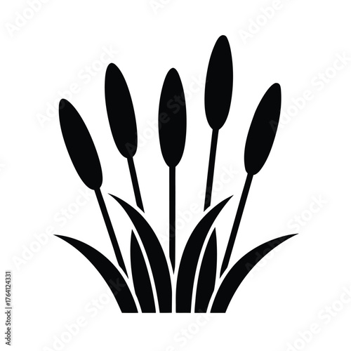 Cattail Cluster Icon Vector Illustration