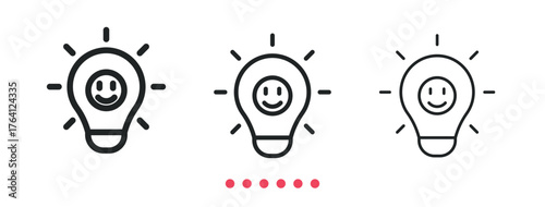 Happy solution icon. Thin line icon vector