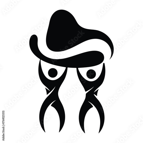 Black Silhouette Figures Holding Up Abstract Shape vector