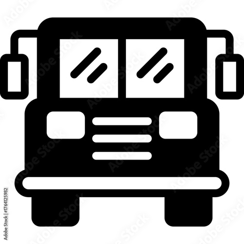 school bus icon illustration design with glyph