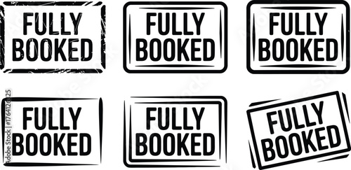 Collection of "Fully Booked" rubber stamp style graphics