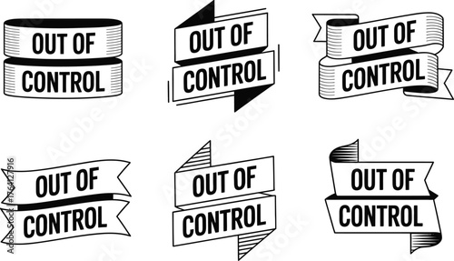 Collection of "Out of Control" Text and Ribbon Graphics