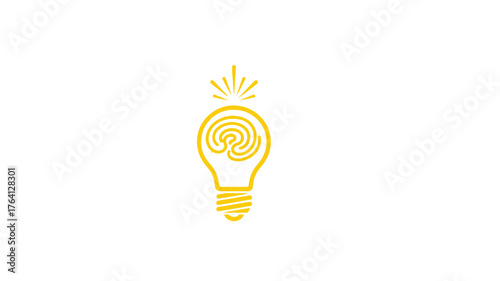 Fingerprint light bulb icon creative idea concept simple flat isolated on white background