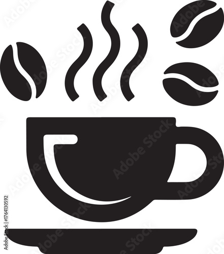 Fresh aromatic coffee steaming in a modern cup