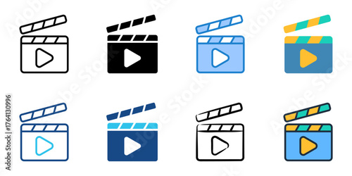 Video marketing icon set multiple style collection 
