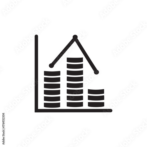 Stacked Coins Graph Icon | Investment Growth Financial Analytics