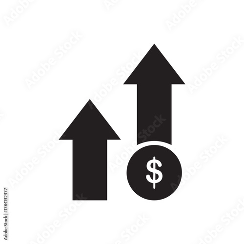 Financial Growth Icon | Dollar Up Arrow Business Success Symbol