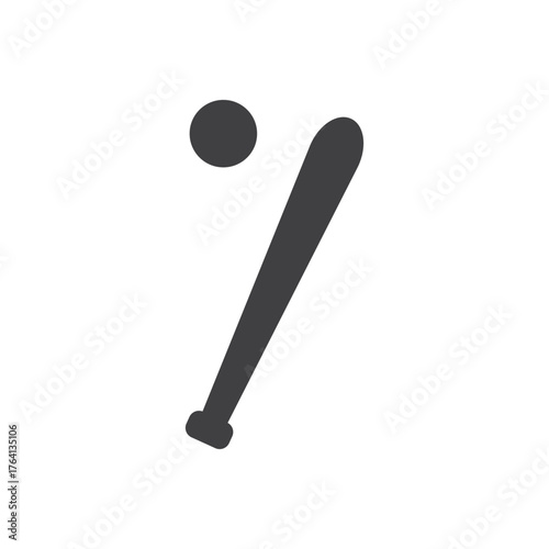 Black baseball bat and ball