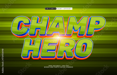 champ hero editable text effect for titles and promotion