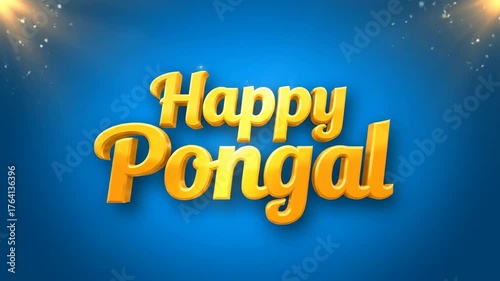 Golden Letters with Sparkles on Bright Blue Background