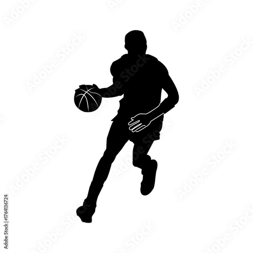Dynamic Basketball Dribble Silhouette Vector Illustration 