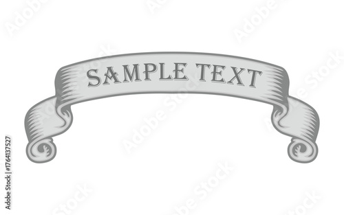 vintage ribbon style with grey color and sample text on it