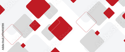 White background with abstract red grey square decoration. Vector illustration for modern presentation background, brochure design, business card background, website slider, landing page