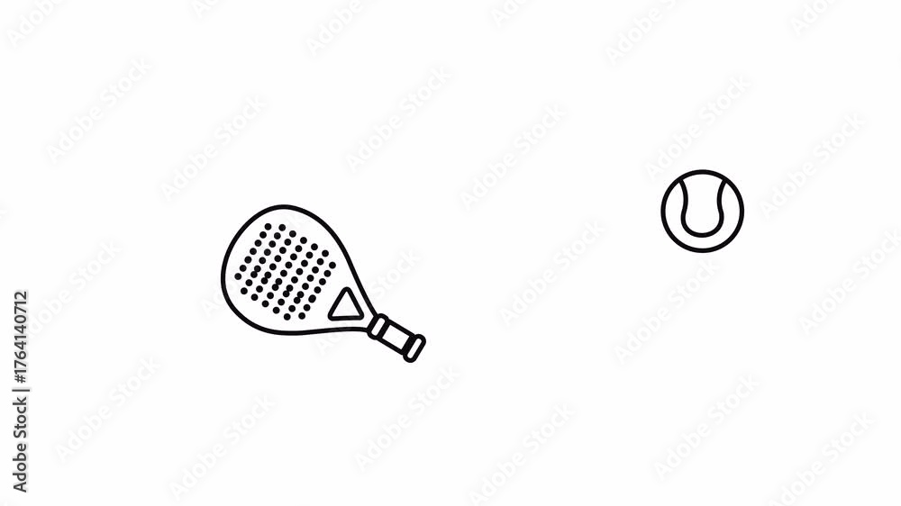 Padel Racket Animation Padel Sport Icon Animation. Looping Outline of a Racket and Ball. Alpha ...