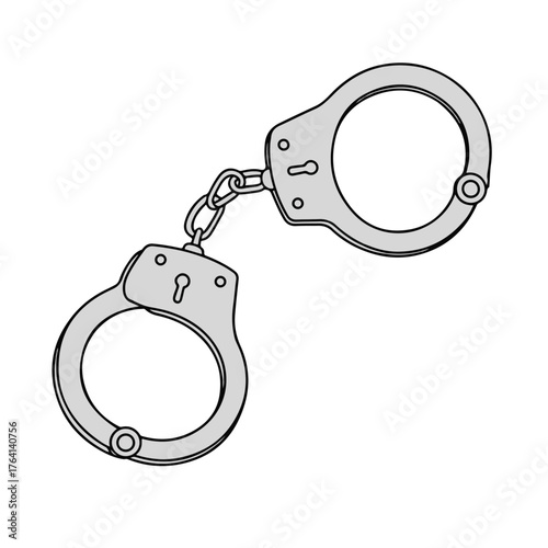 Metal Handcuffs Restraint Device Crime Justice Law Enforcement Symbol Vector Outline Illustration