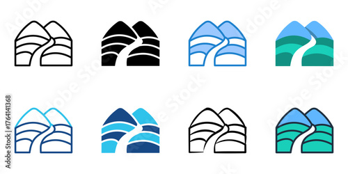 Valley icon set multiple style collection 
