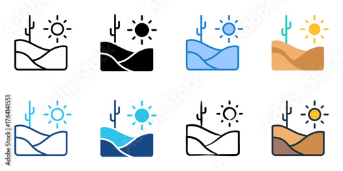 Desert icon set multiple style collection 
