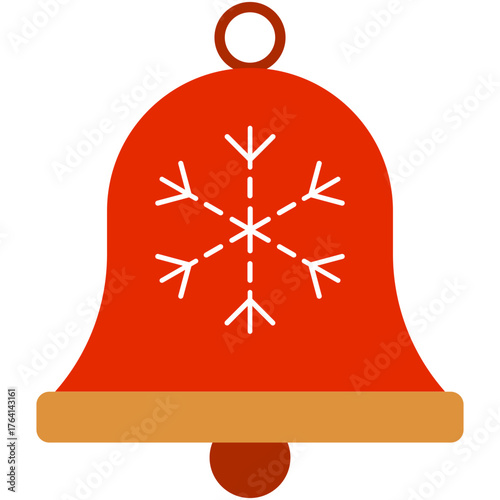 red christmas bell with white snowflake