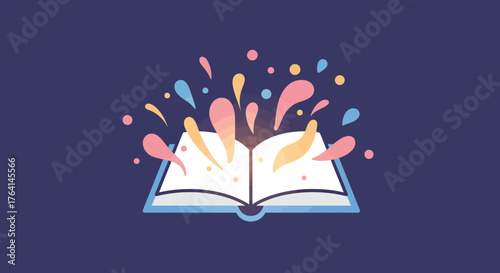 Unleash your imagination with this vibrant book design. Ideal for education, storytelling, or sparking a love of reading, this graphic adds a splash of creativity to any project.