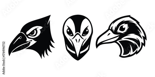 Simple Black Crow or Raven Logo Symbols for Modern Branding