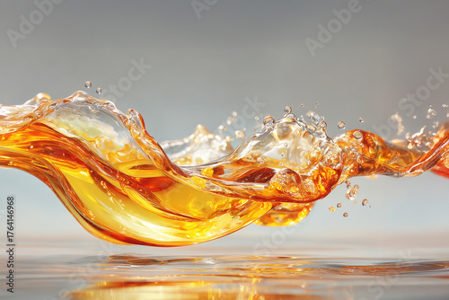 宙を漂うベージュのオイルのイメージ