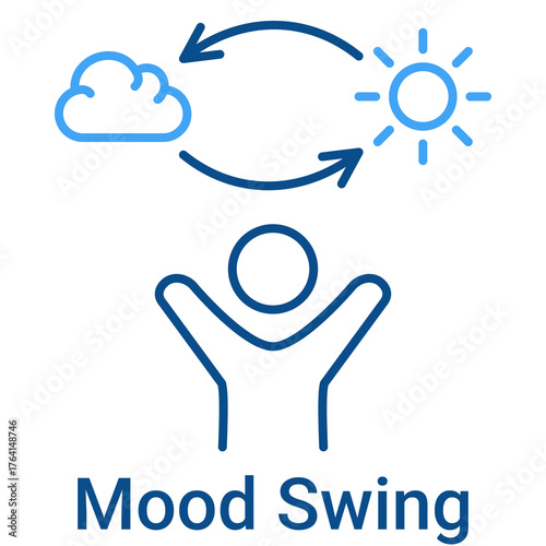 Mood Swing Icon in Outline Color Style. Unpredictable emotion, changing mind, and unstable mood symbol. Volatility concept.