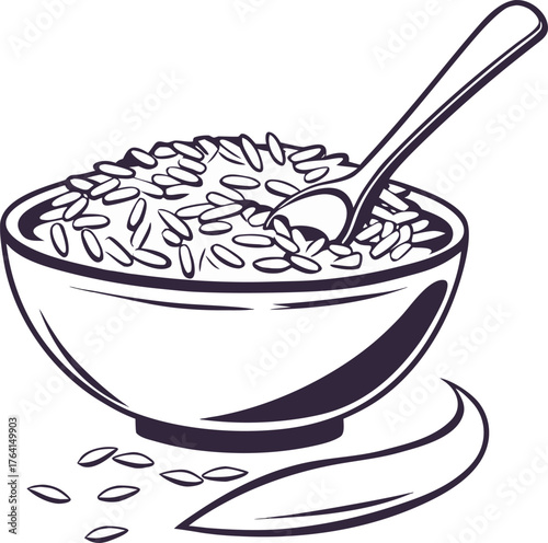 Simple black silhouette of a traditional rice bowl icon vector