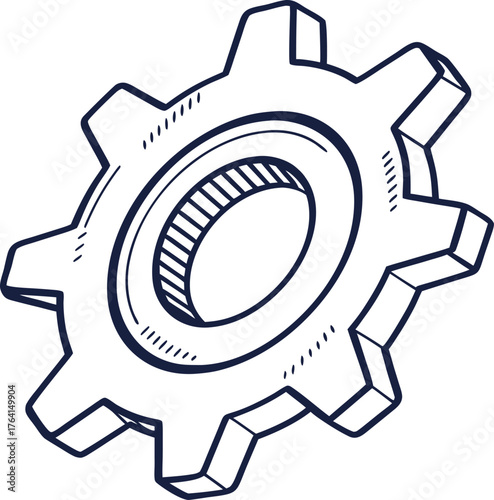 Simple settings gear icon with a white background outline style
