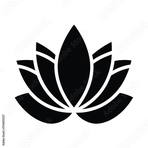 White Lotus Petal Icon Vector Illustration