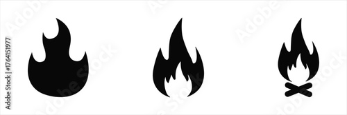 Fire line icons Silhouette vector illustration.