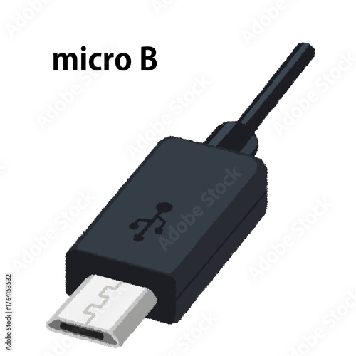USBケーブル（micro B）のイラスト