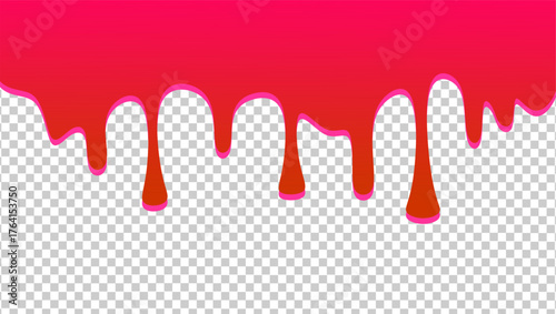 Ice cream drip on transparent background. Dripping ice cream  illustration. Ice cream drip on transparent background. Hand-drawn ice cream drip on waffle background.