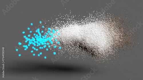 Dynamic Burst of Colorful Particles with Gray Background and Fluid Movement Design Element for Abstract Concept