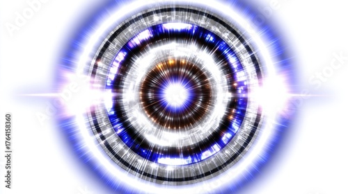 Vibrant Circular Light Effect with Radiating Beams and Shimmering Texture in Abstract Digital Artwork