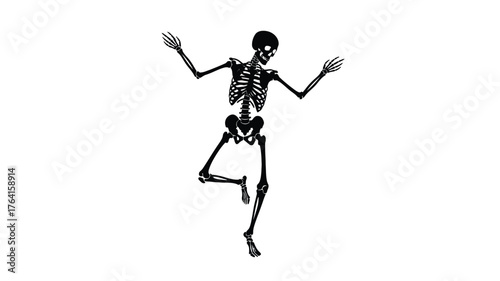 Dancing skeleton illustration vintage engraving style isolated design for Halloween or Day of the Dead themes