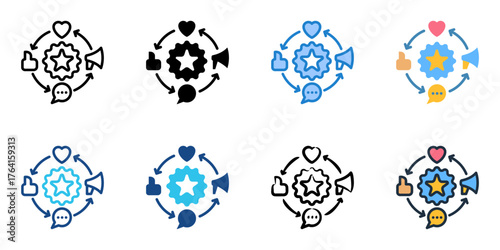 Engagement icon set multiple style collection 
