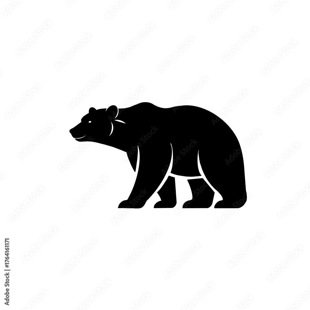 Fototapeta premium Black Bear Silhouette Illustration / 黒いクマのシルエットイラスト